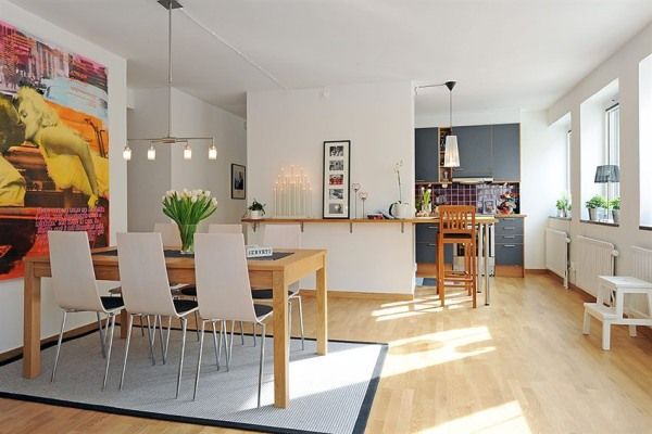 北欧风格公寓客厅实木地板装潢效果图