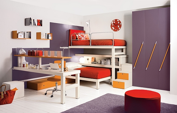 多彩双人儿童房 20款卧室组合式家具设计 儿童房,富裕型装修,简约风格
