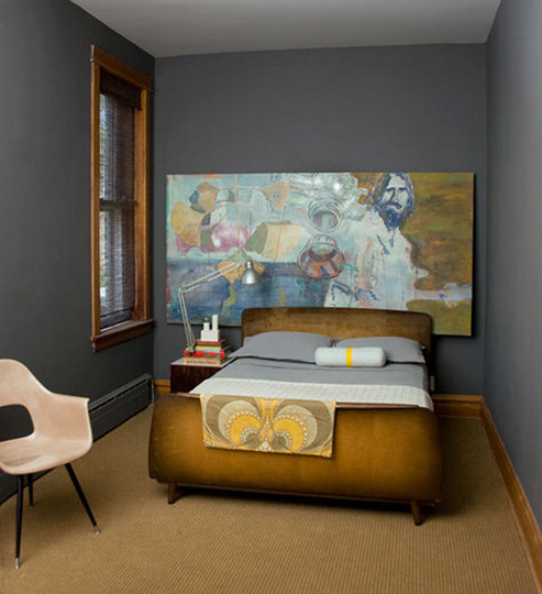简约美式小户型卧室背景墙装修效果图