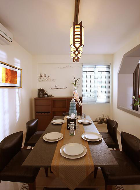 50平米中式风格别墅餐厅桌椅效果图