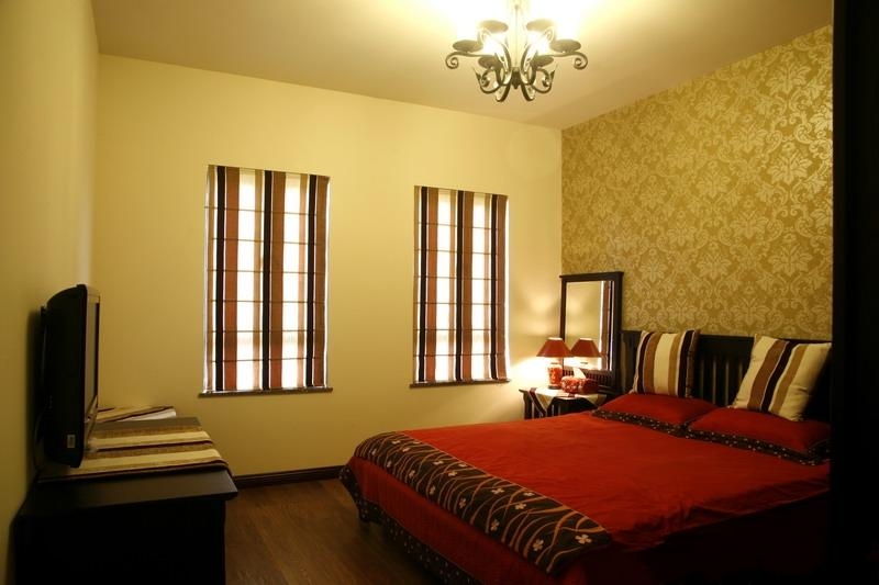 美式清新居室 138平米低调奢华公寓 130平米装修,美式风格,公寓装修,富裕型装修,卧室,床,壁纸