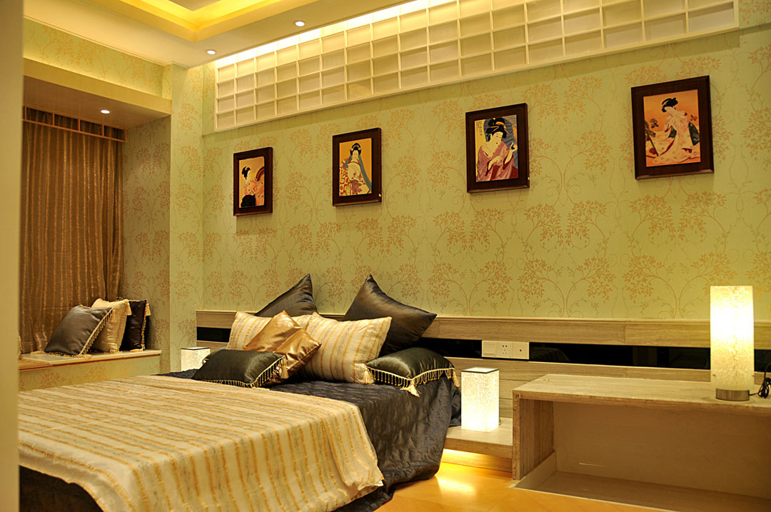 美式风格四室一厅20平米卧室创意背景墙装潢效果图