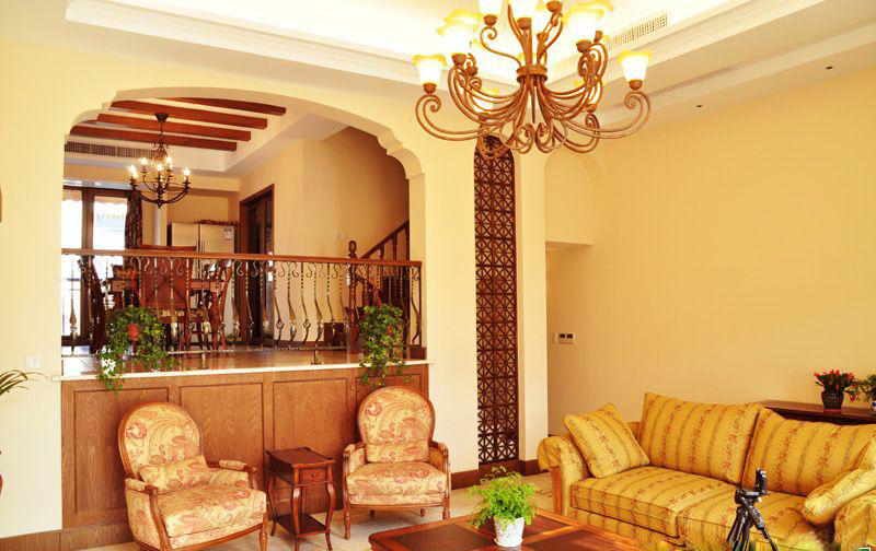 低调奢华美式 自然舒适别墅 美式风格,复式装修,富裕型装修,客厅,沙发