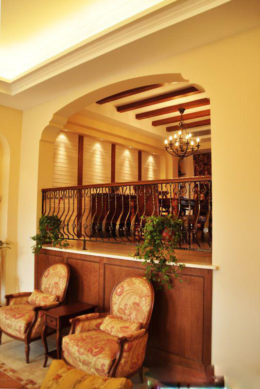 低调奢华美式 自然舒适别墅 美式风格,复式装修,富裕型装修,沙发