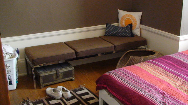 混搭风格两室一厅10平米卧室坐凳软装效果图
