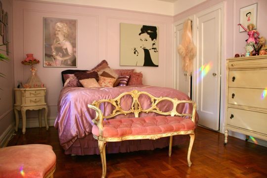 芭比主题家 单身女生房 ,,公寓装修,90平米装修,富裕型装修,混搭风格,海外家居,卧室,床,装饰画