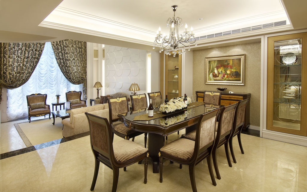 延续客厅的优雅调性，利用家具的简约质感，描绘出温馨的用餐空间。