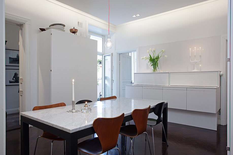 色彩北欧公寓 微小改变空间大精彩 复式装修,60平米装修,经济型装修,宜家风格,餐厅,餐桌