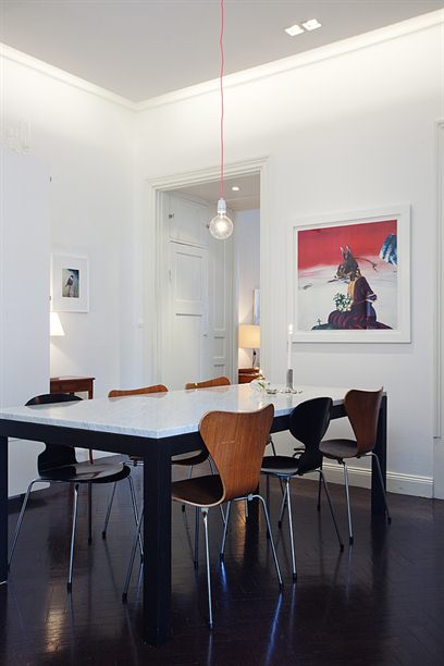 色彩北欧公寓 微小改变空间大精彩 复式装修,60平米装修,经济型装修,宜家风格,餐厅,餐桌