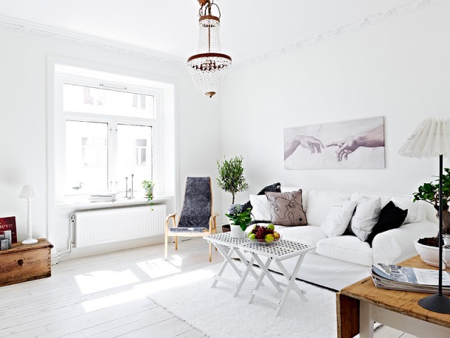 简单北欧风 65平白色原生态公寓 小户型装修,60平米装修,经济型装修,宜家风格,海外家居,客厅,沙发,茶几