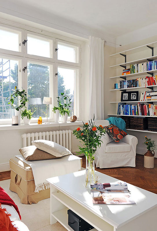 壁纸控的家 色彩点缀白色两居 二居室装修,经济型装修,宜家风格,客厅