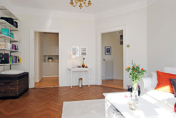 壁纸控的家 色彩点缀白色两居 二居室装修,经济型装修,宜家风格