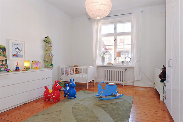 壁纸控的家 色彩点缀白色两居 二居室装修,经济型装修,宜家风格,儿童房,儿童床