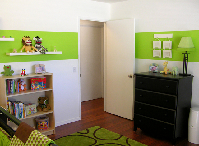 儿童房色彩搭配学：绿色激发无限活力 小户型装修,公寓装修,复式装修,儿童房装修,绿色,边柜