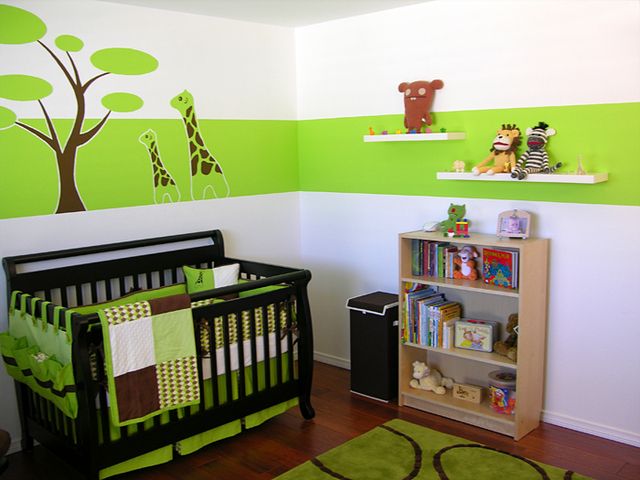 儿童房色彩搭配学：绿色激发无限活力 小户型装修,公寓装修,复式装修,儿童房装修,绿色,婴儿床