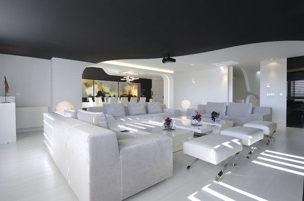 白色透亮家 气质沉稳生活 公寓装修,140平米以上装修,富裕型装修,简约风格,海外家居,客厅,沙发,吊顶