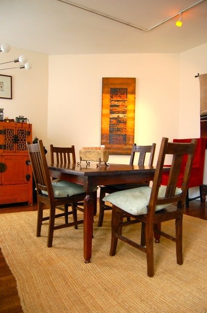 开放小公寓贵气范儿 复古艺术样样行 二居室装修,90平米装修,经济型装修,简约风格,海外家居,餐厅,餐桌