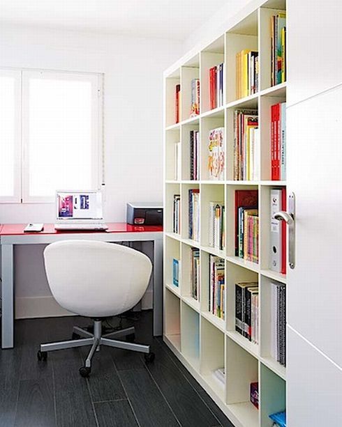 简洁空间设计 88平舒适一居 公寓装修,80平米装修,经济型装修,简约风格,海外家居,书房,书桌,书架