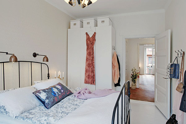 60平宜家风小户型白色卧室装修效果图