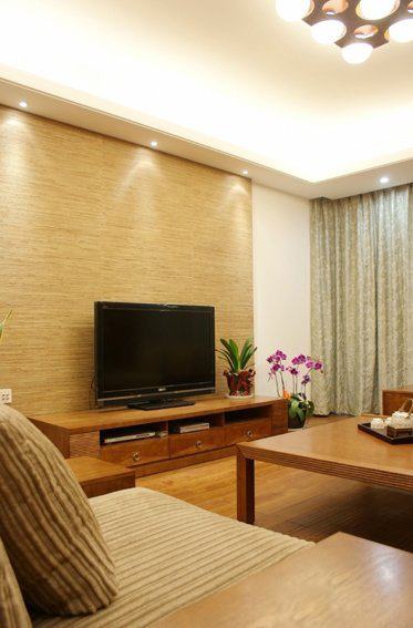 不一样的中国风 典雅新中式两居 二居室装修,富裕型装修,中式风格,电视背景墙,客厅