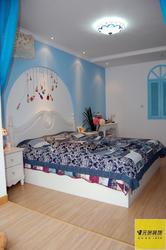 地中海风格两室两厅20平米卧室墙绘效果图