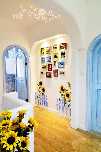 地中海风格特辑 13组精选地中海背景墙效果图 地中海风格,蓝色装修,浪漫,背景墙,照片墙,客厅过道,白色,可爱