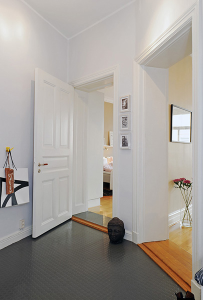 简欧风格三室一厅小户型40平米客厅灰色地板装修效果图