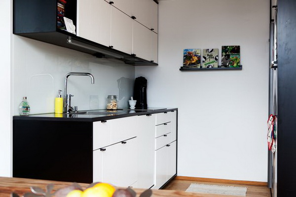 54平黑白色系公寓房 精致简约生活家 公寓装修,50平米装修,小户型装修,经济型装修,简约风格,厨房,橱柜,黑白