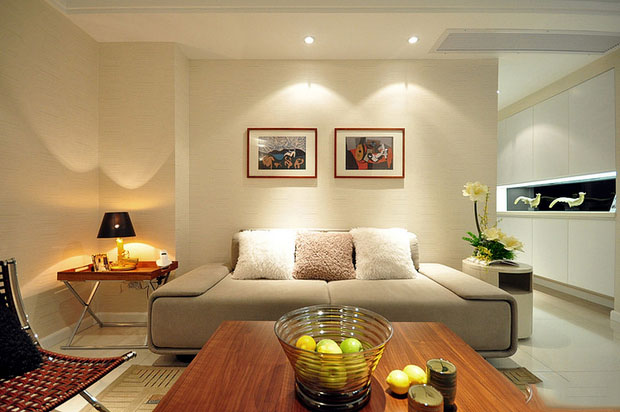 宜家风现代简约二居室客厅沙发背景墙装修效果图