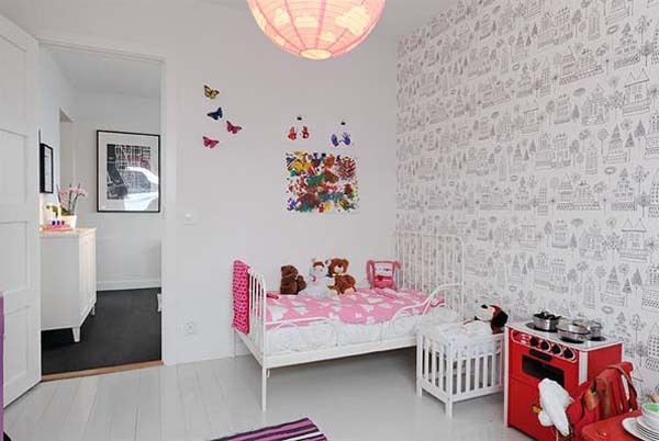 简欧风格两室一厅10平米儿童房壁纸软装效果图