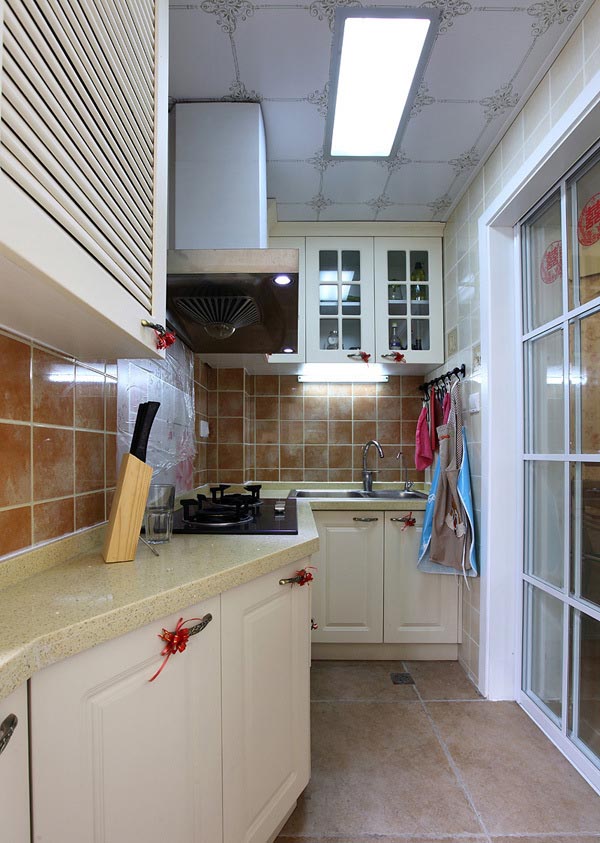 90平美式混搭一居室厨房橱柜装修效果图