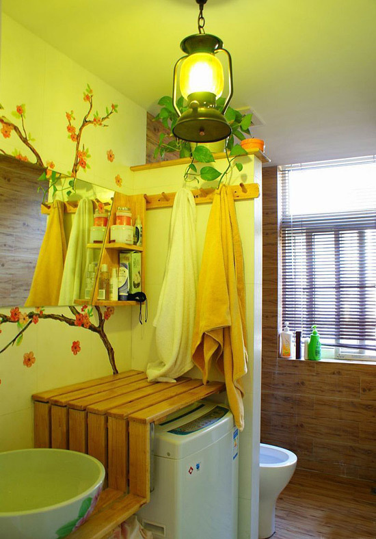 日式风格公寓40平卫生间壁画效果图
