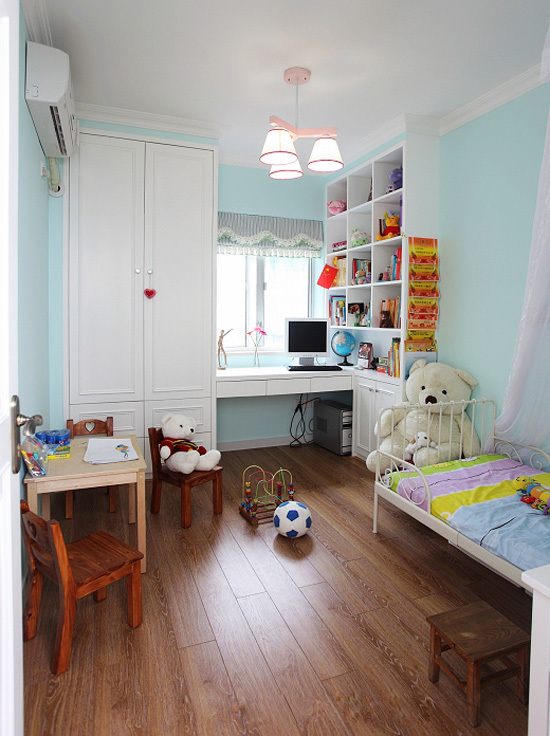 现代美式三居室儿童房书架装修效果图