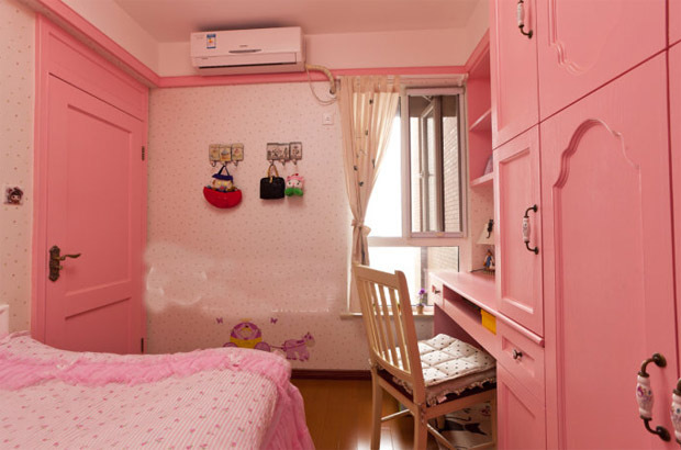 20平粉色公主风卧室装修效果图