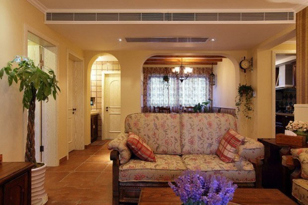 80平美式乡村风 自然纯朴二居室 二居室装修,80平米装修,富裕型装修,美式乡村风格,客厅,沙发