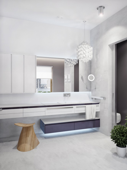乌克兰风情 300平简约现代公寓 公寓装修,140平米以上装修,简约风格,卫生间,洗手台,灯具,简洁