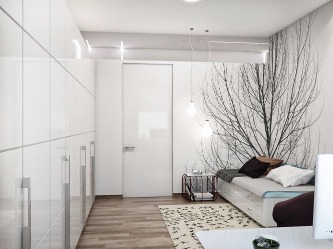 乌克兰风情 300平简约现代公寓 公寓装修,140平米以上装修,简约风格,工作区,白色,时尚,书桌
