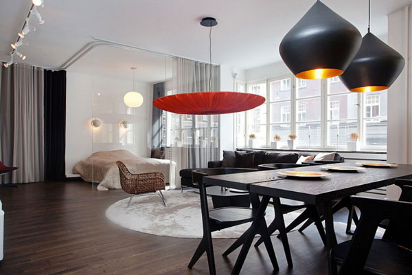 现代风格一居室公寓餐厅装修效果图