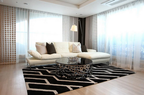 现代风格两室一厅公寓30平米客厅软纱窗帘效果图