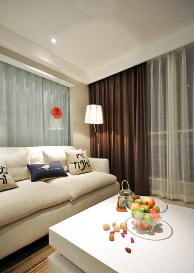 简约现代风格两室一厅客厅纺织沙发软装效果图