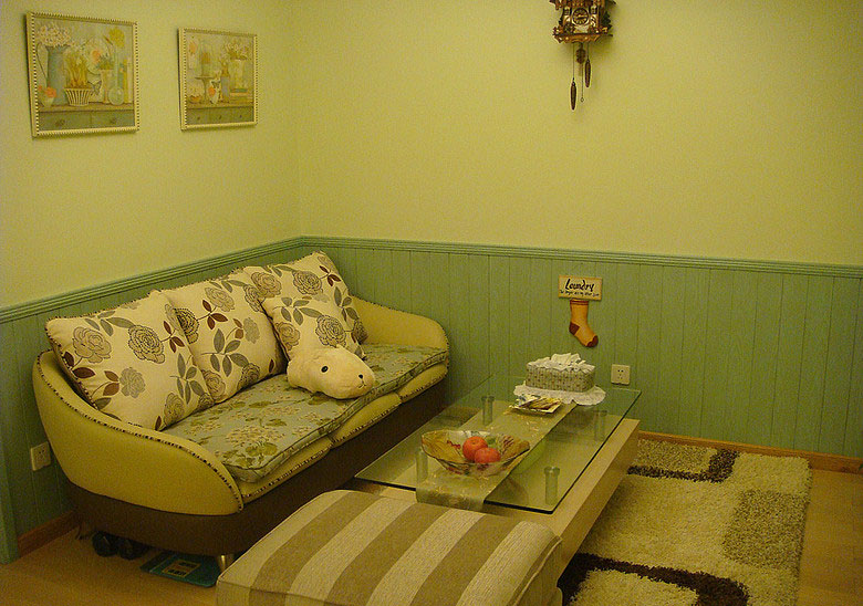 乡村田园风格一室一厅超小户型10平米客厅沙发软装效果图