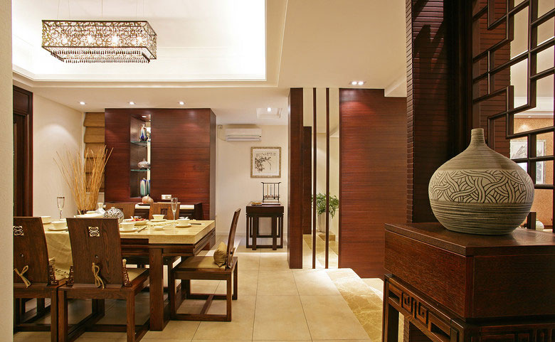 中式风格别墅50平餐厅软装搭配效果图