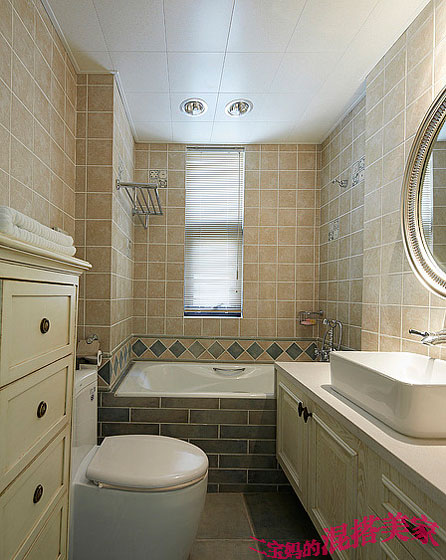 美式田园风格三室两厅10平米卫生间浴室柜装潢效果图