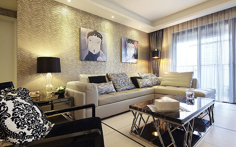 黑白经典的色调显得客厅更加的具有质感甚至奢华。