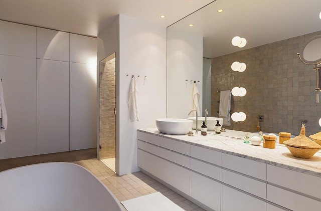 340平北欧公寓 不一样的复古情调 北欧风格,复式装修,公寓装修,浴室柜,洗手台,简洁,白色