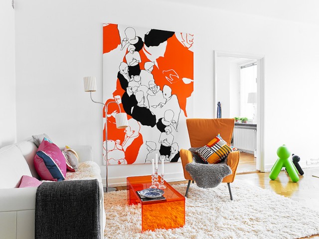 橙色+明黄 78平亮丽北欧公寓 北欧风格,80平米装修,公寓装修,