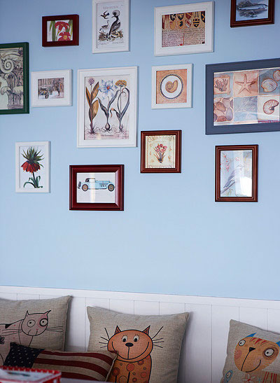 地中海风格两室一厅客厅墙面软装效果图