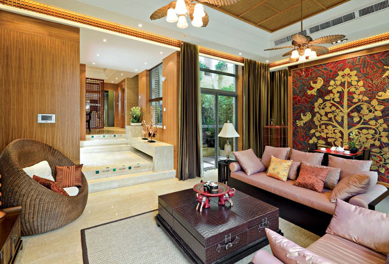 奢华东南亚风风格别墅客厅装修效果图