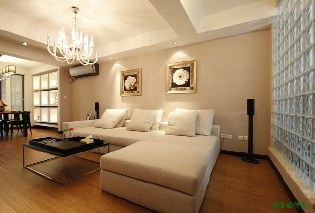 英式风格三室两厅客厅沙发软装效果图