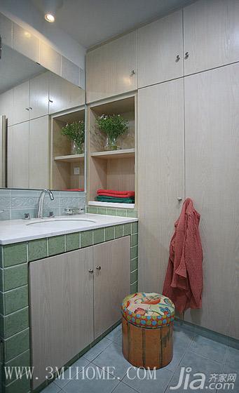 三米设计 简约休闲顶楼公寓 三米设计,复式装修,混搭风格,卫生间,浴室柜